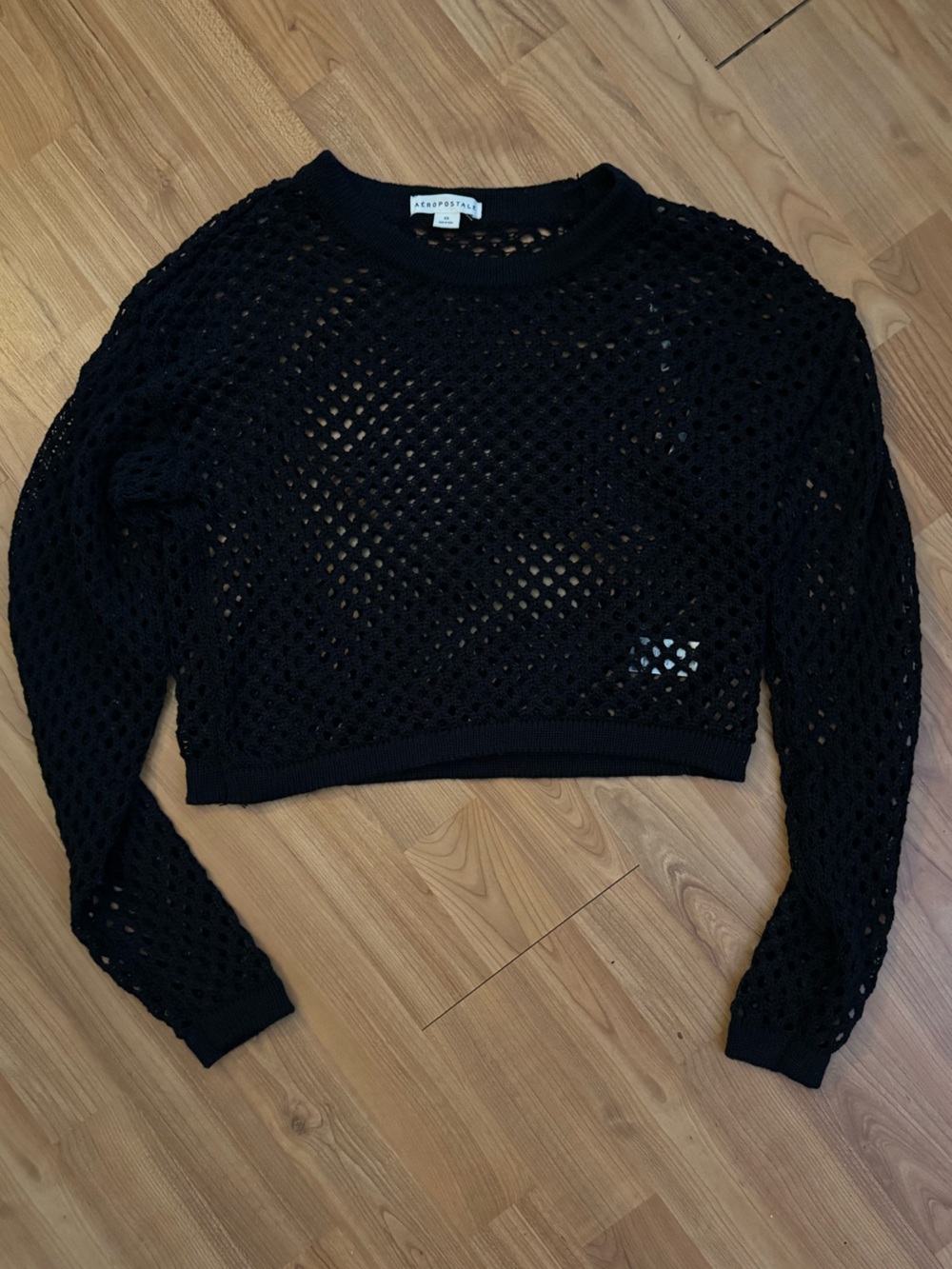 Aeropostale Black Open-Weave Pullover Sweater